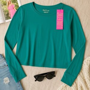 Lilly Pulitzer luxletic evergreen emerie active tee UPF 50+ long sleeve large